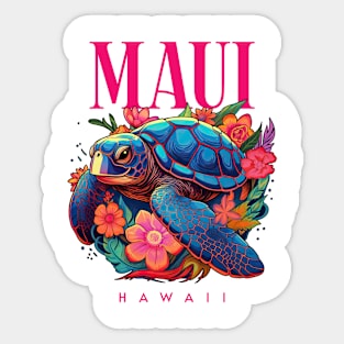 Maui Hawaii Floral Beach Turtle Souvenir Sticker